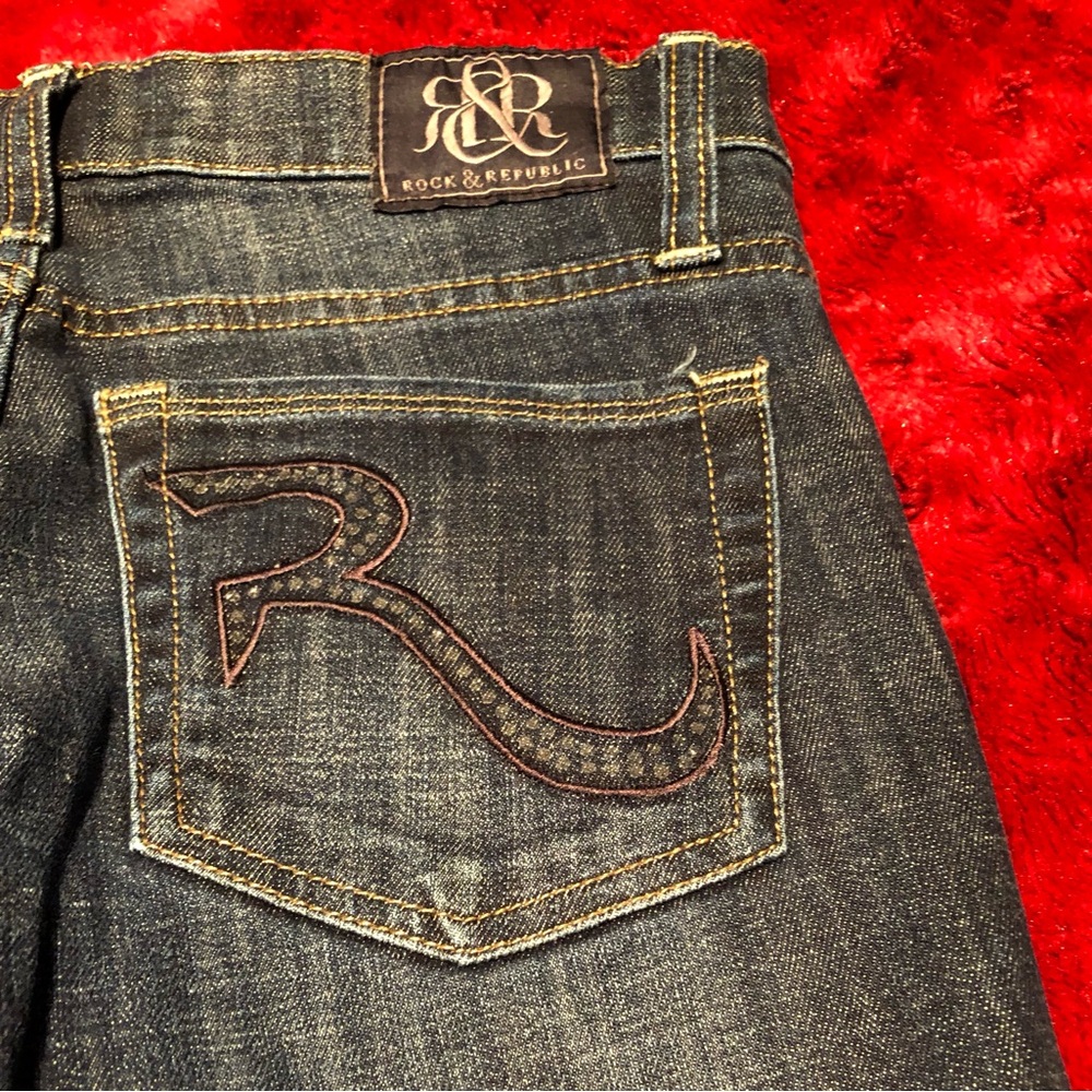 Rock & Republic Kasandra Bootcut Dark Denim Jeans Stretch Chic Edgy (Size 6L) - Picture 12 of 14